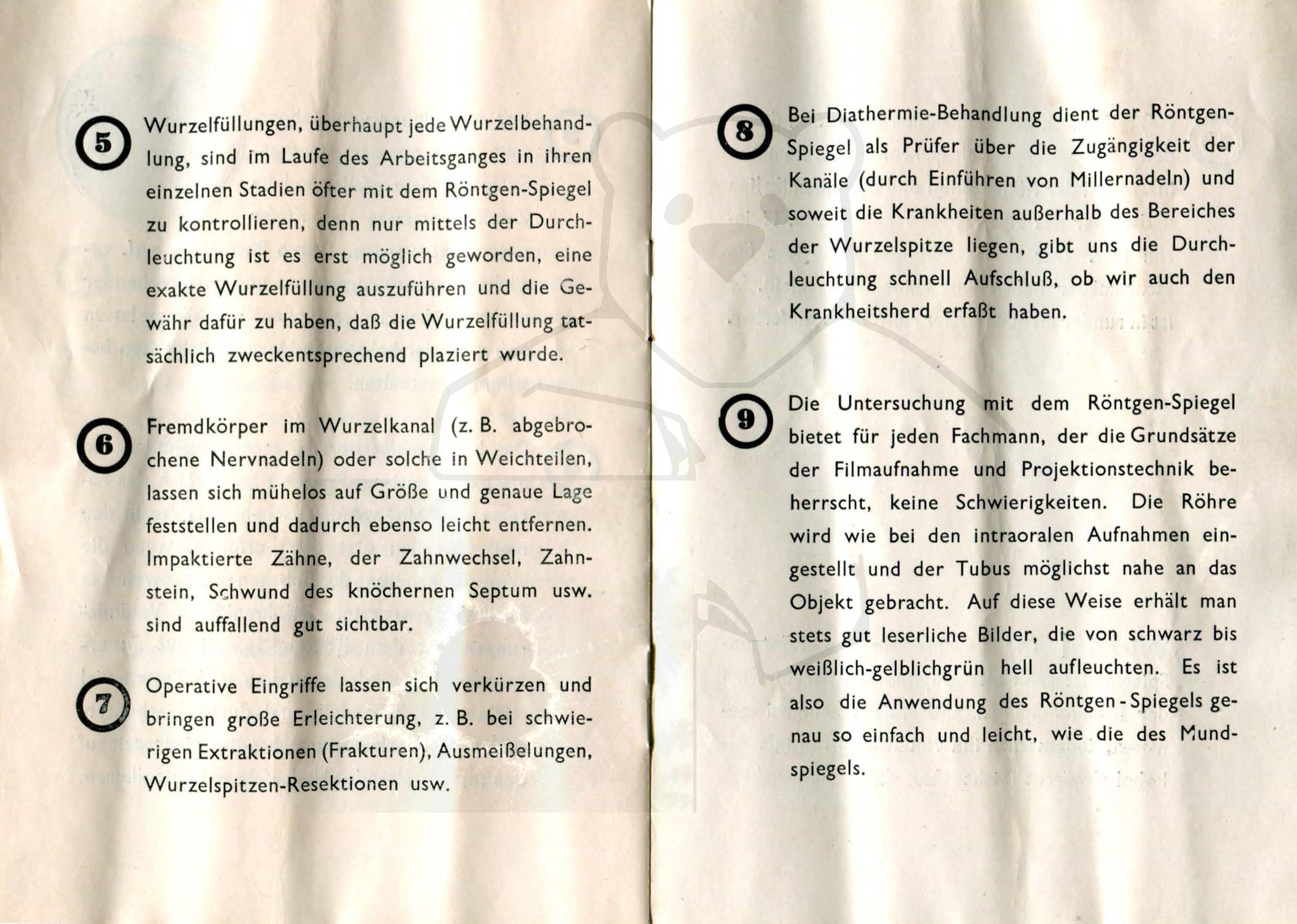 Röntgenspiegel nach Zeipper, Mitte der 1930'er Jahre - Anleitung, Seite 6 - 7